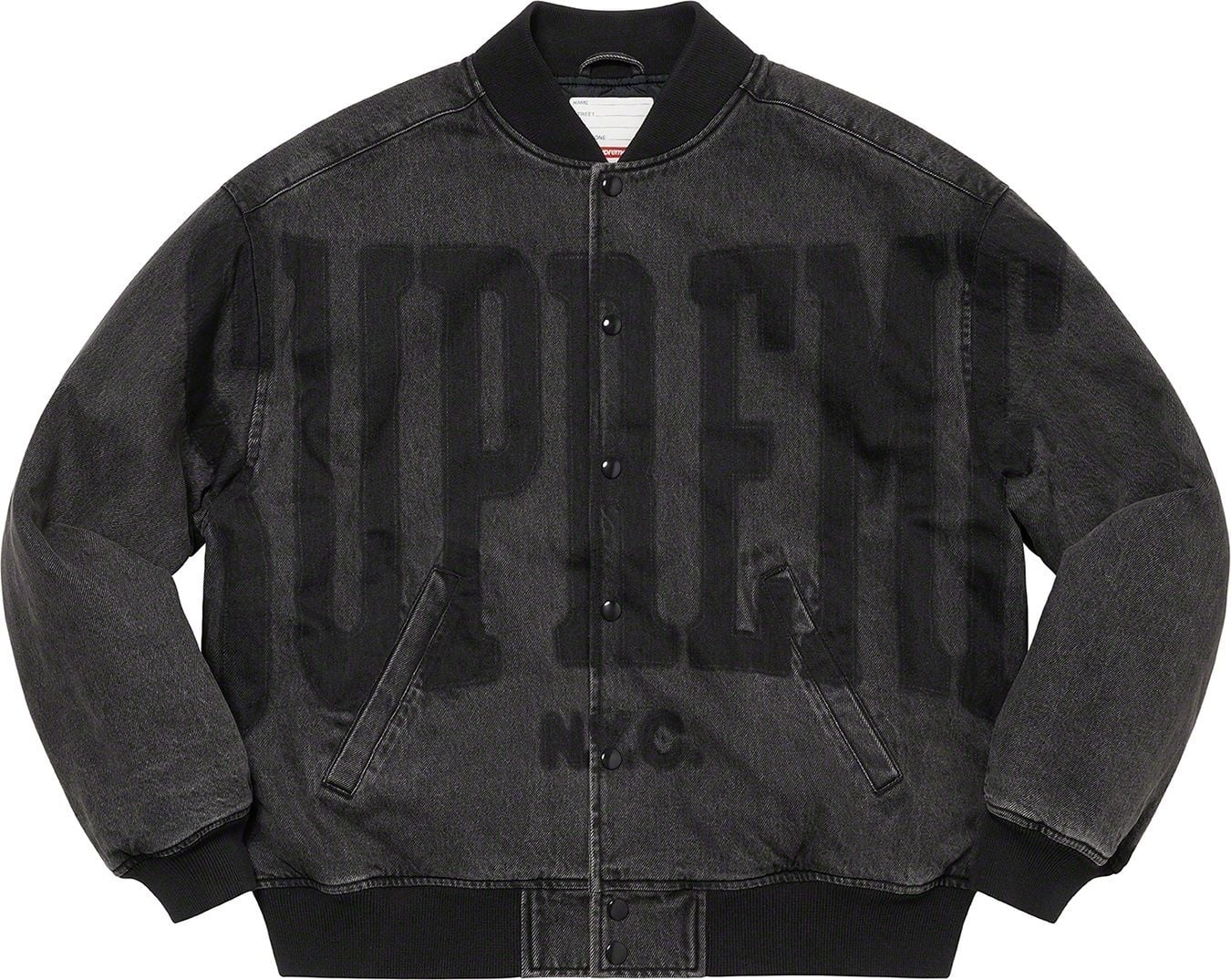 Washed Knockout Denim Varsity Jacket view 4